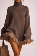Amélie | Warm Knit Ruffled Turtleneck Dress