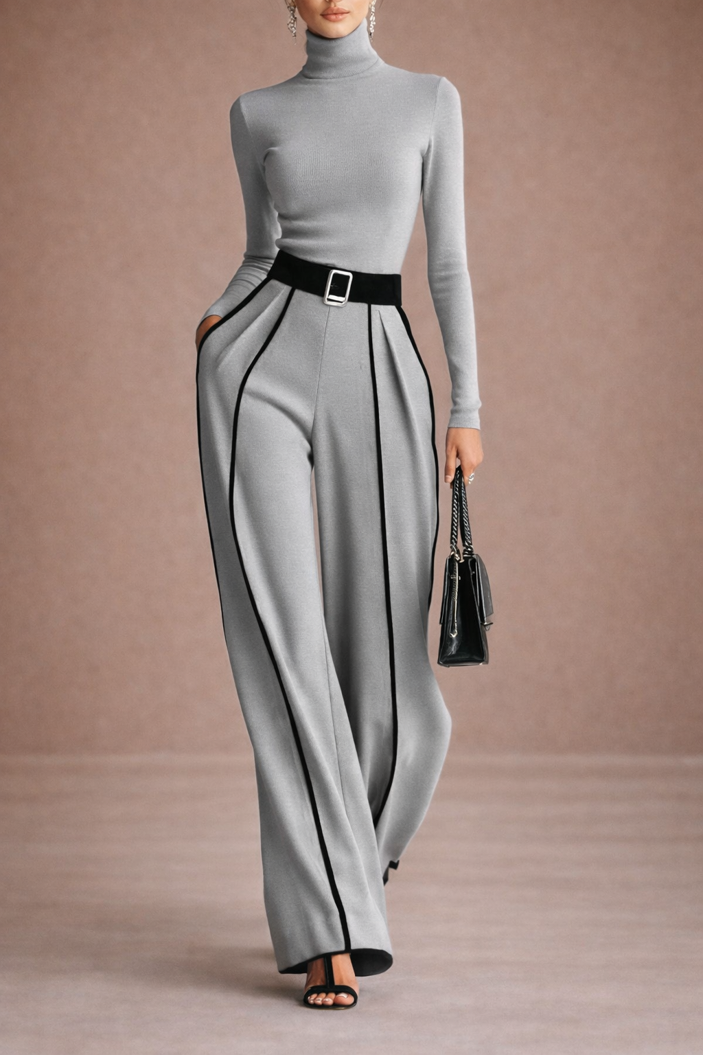 Como High-Neck Wide-Leg Two-Piece Set