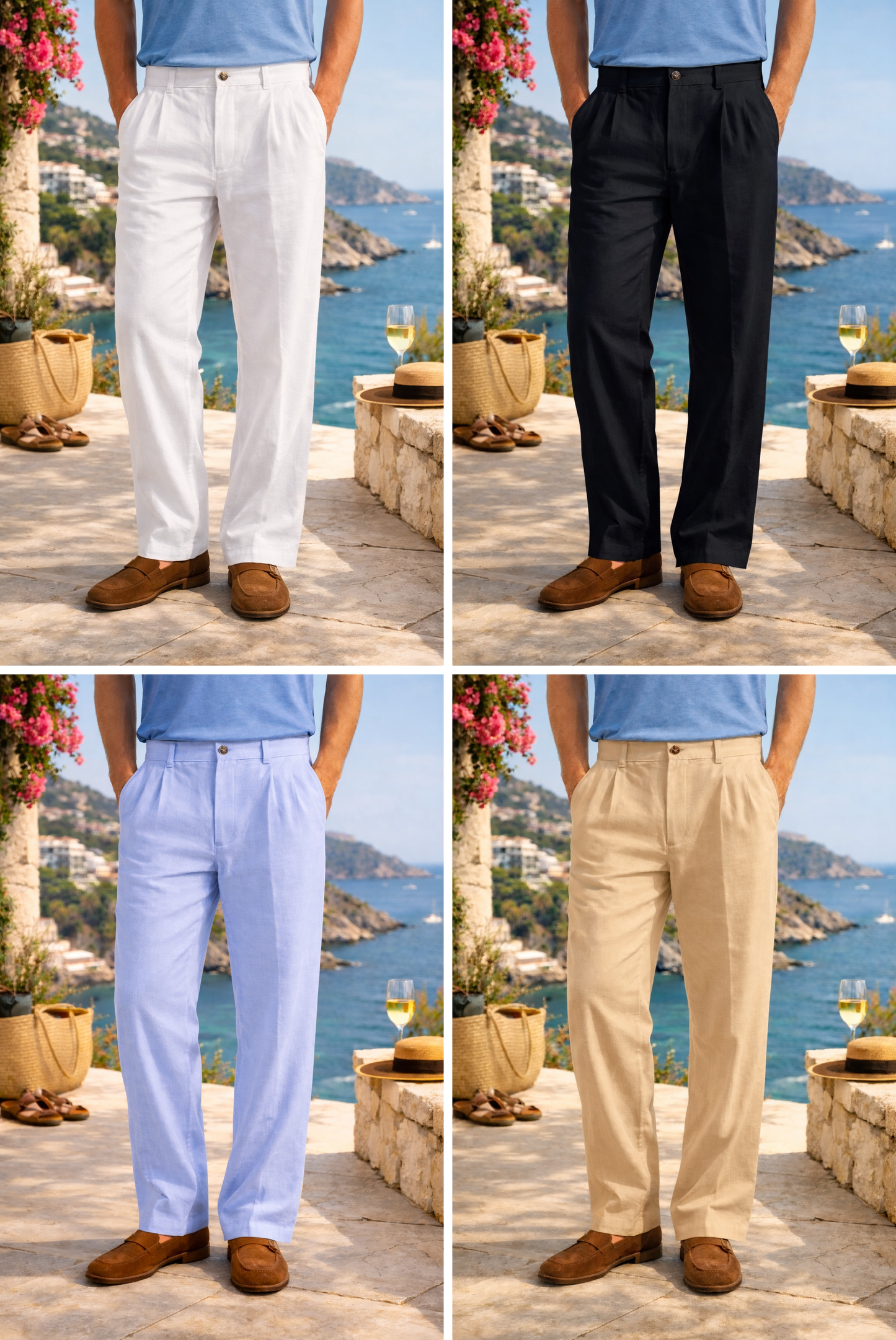 Capri Riviera Tailored Linen Trousers