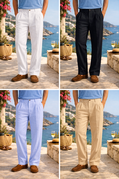 Capri Riviera Tailored Linen Trousers